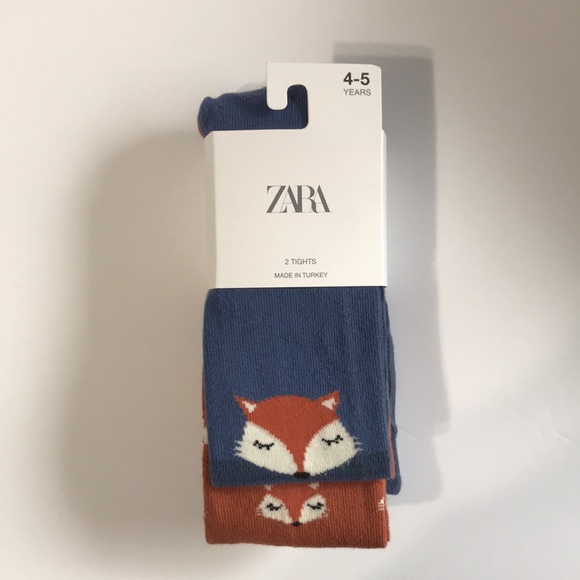 NWT Zara 4-5Y two-pack fox print tights - Picture 4 of 4